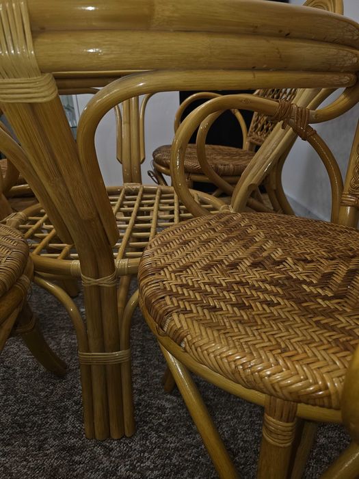 Stół + krzesła rattan