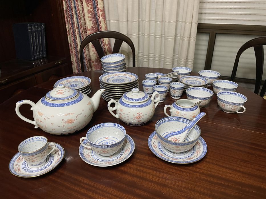 Serviço Porcelana Chinesa “Bago de Arroz”, Chá/Café/Sopa, 6 Pessoas