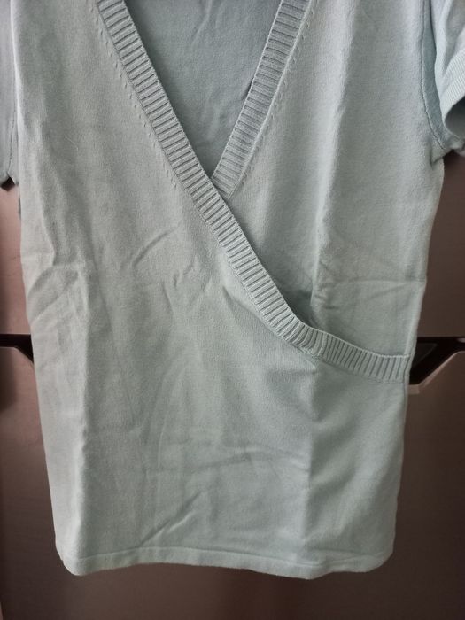Blusa trespassada cor turquesa claro