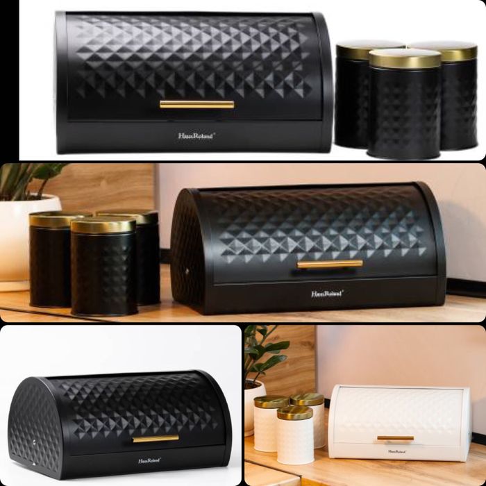 Хлебница + емкости для сыпучих из нержавеющей стали,набор,Для хранения