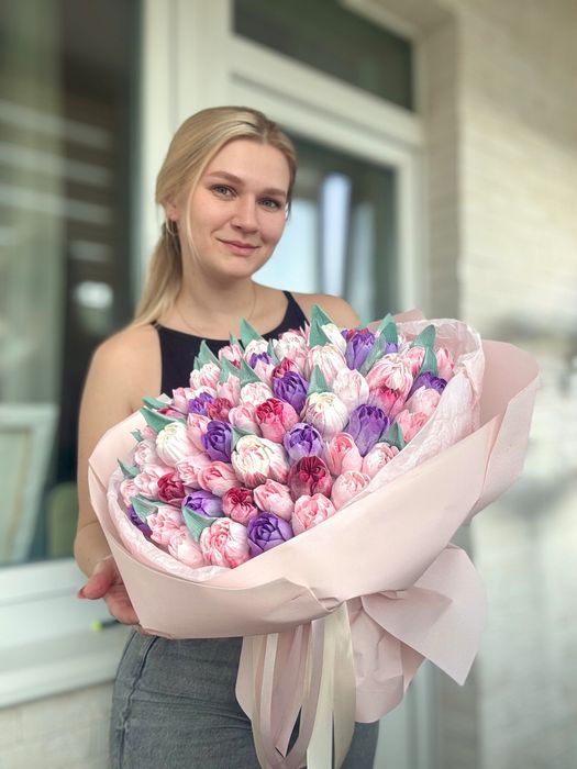 Зефірні квіти тюльпани , солодкий букет , подарунок солодкий