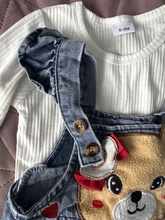 Комплект лонгслів і комбінезон джинсовий 74-80розмір