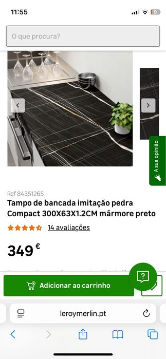 Tampo de bancada imitação pedra Compact  mármore preto