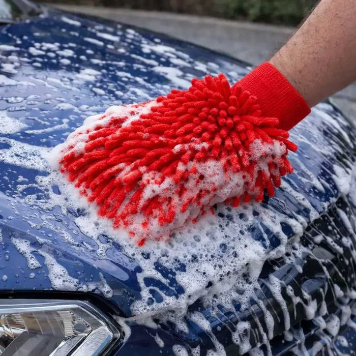 Перчатка из микрофибры для мытья авто и уборки, большая 22×14 см