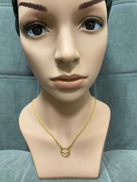 Nowy złoty łańcuszek z kółkiem vintage cyrkonia