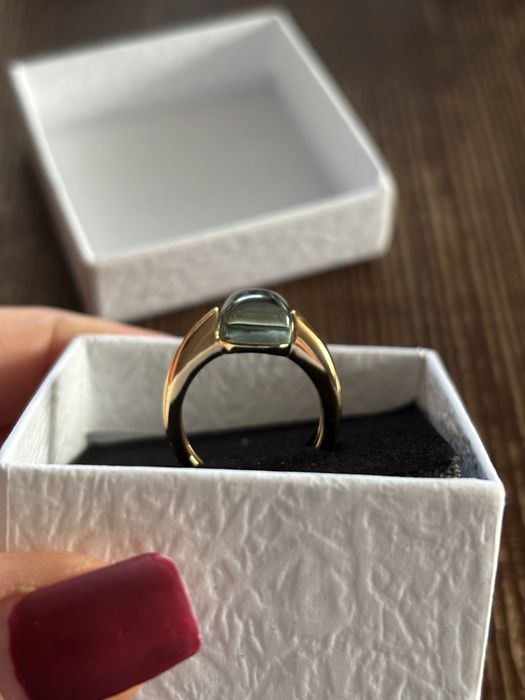Pierścionek w kolorze zielonym – pozłacanym, rozmiar 6 mosiądz