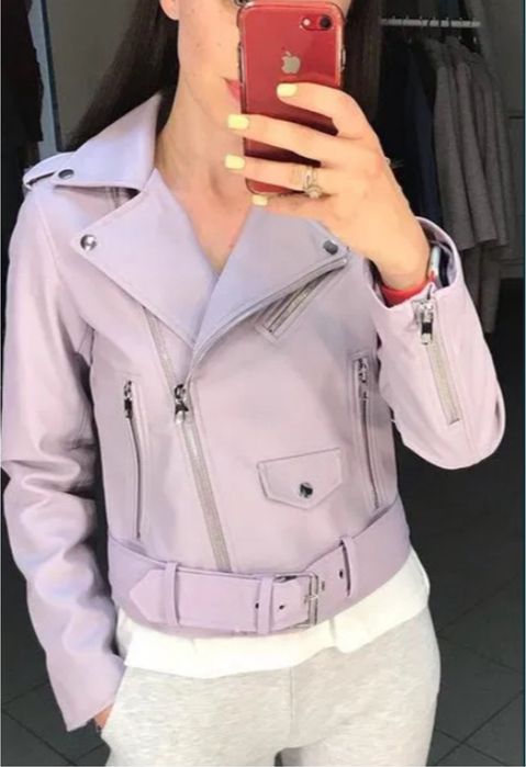 Куртка кохуса шкірянка еко шкіра лавандова фіолетова бузкова zara