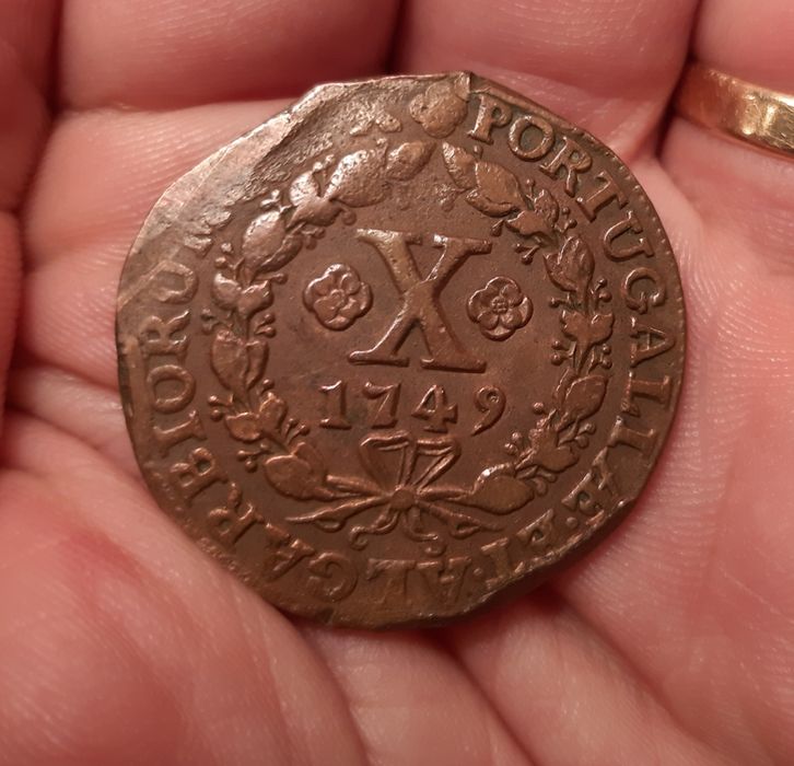 10 reis de 1749, moeda hibrida, MUITO RARA.