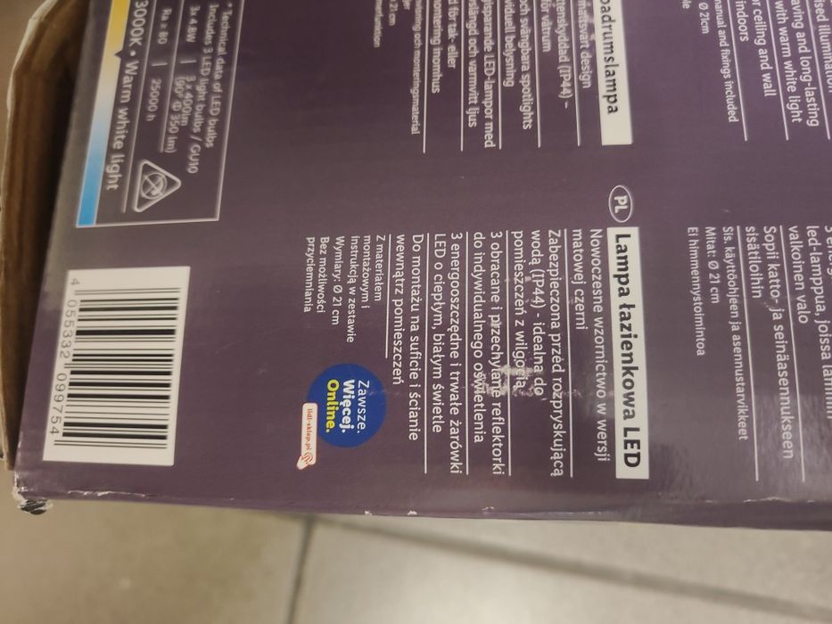 Lampa led, 3 punktowe oświetlenie
