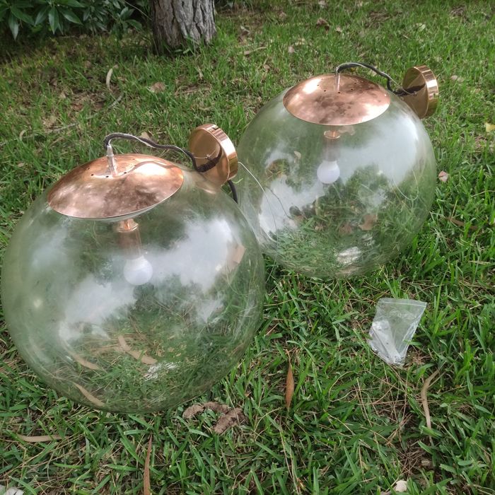 Candeeiros bola vidro suportes bronze