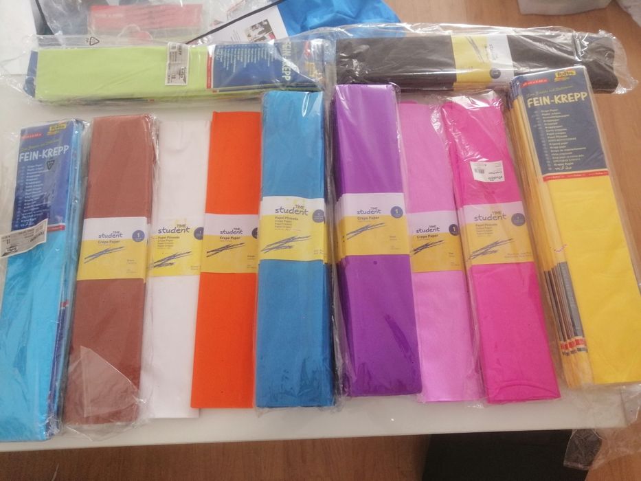 Papel de crepe - papel plissado - várias cores