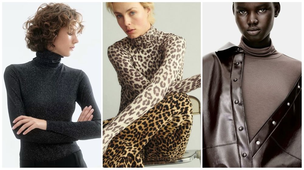 Гольф жіночий H&M водолазка светр кофта леопард блискітки люрекс с м л