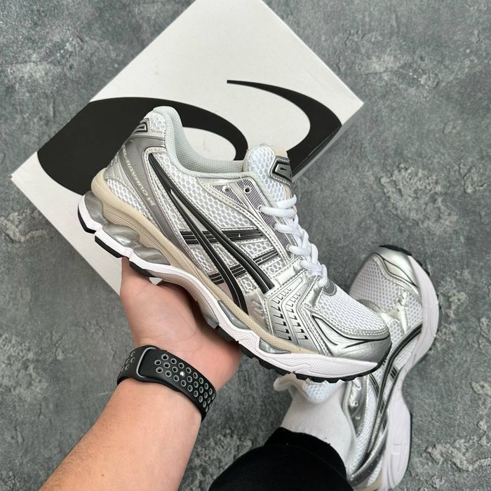 Кросівки Кроссовки Asics Gel-Kayano 14 White Midnight Серебрянный Срібний Кросовки демісезон