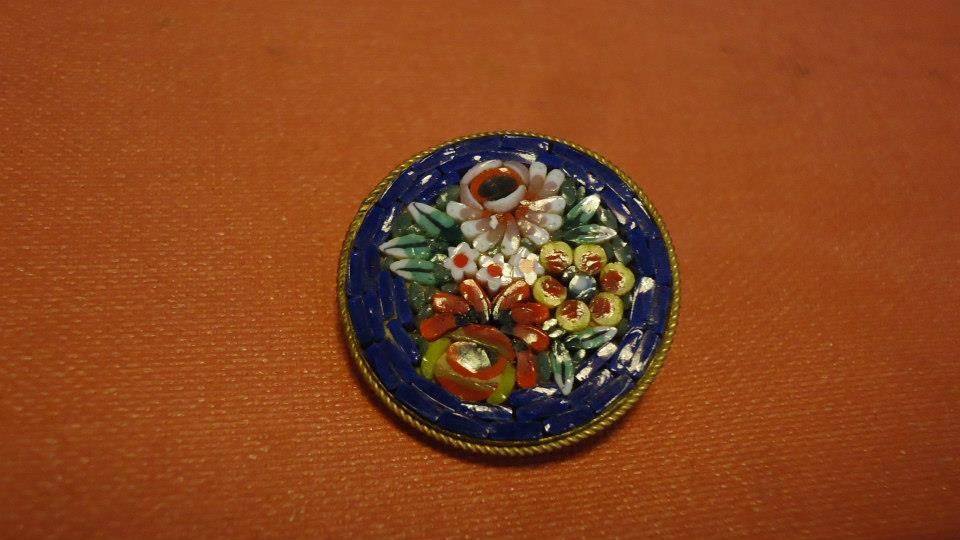 Molduras, Caixas, Alfinete ou broche milefiori micromosaico italiano