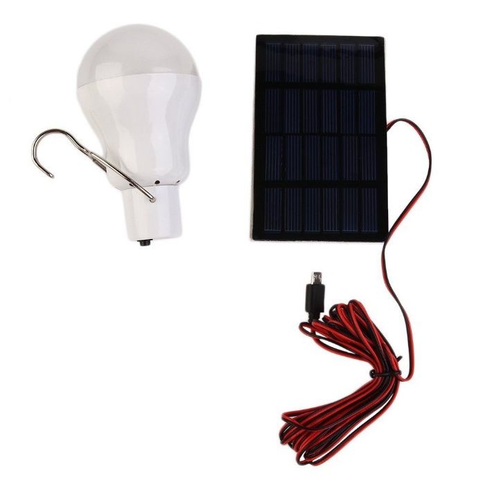 Candeeiro Led  portatil com bateria e painel solar (micro usb) -novo