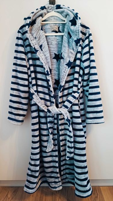 Szlafrok z kapturem dwustronny miękki w dotyku, gruby