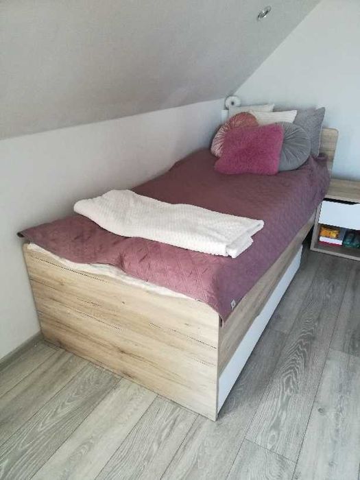 Łóżko młodzieżowe 100x200, Dąb Naturalny, Stan Idealny, GRATISY