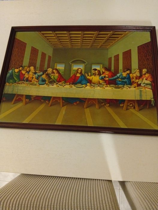 Quadro decorativo Última Ceia – moldura em madeira