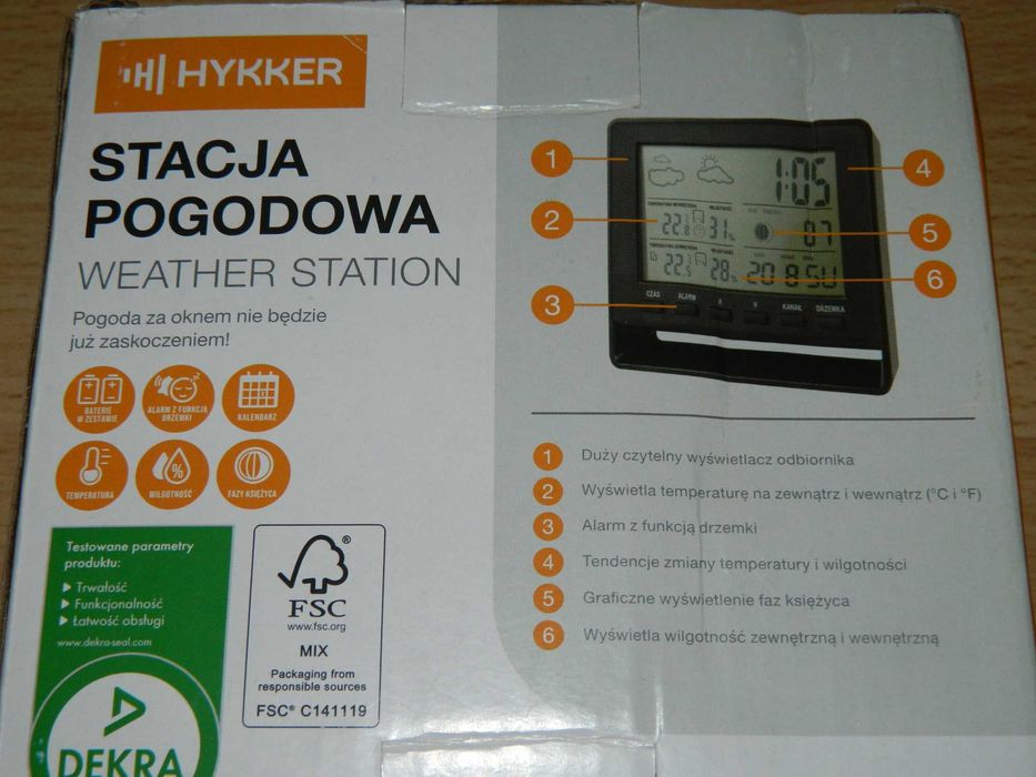 Bezprzewodowa stacja pogodowa HYKKER Nowa