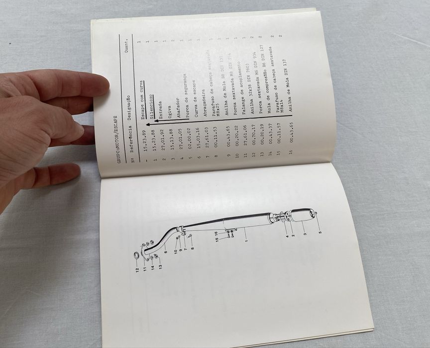 Catálogo raro de peças do motor kreidler motociclos EFS