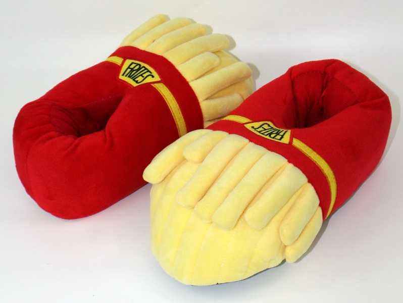 Zabawne kapcie pluszowe paczka frytek frytki na prezent na Mikołaja 39