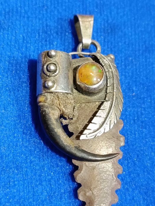 Pendente Pré Histórico acabamentos prata 925 Síria Antiga 4,5 cm