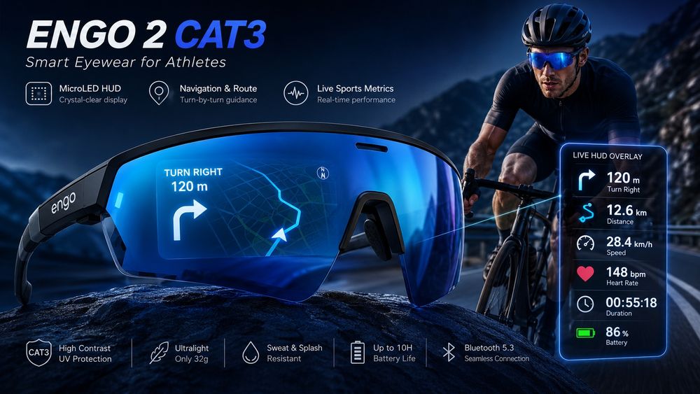 ENGO 2 AR Smart окуляри для бігу вело Garmin / Apple Watch/ Strava заміна Oakley POC Smith Tifosi Rudy