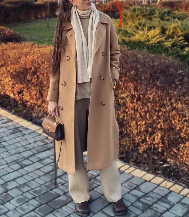 Пальто кемел коричневое жіноче бежеве кашемір коричневе демісезон 42
