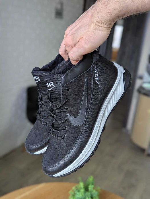 Зимові чоловічі Черевики кросівки Nike force ШКІРА топ якість ,теплі!!