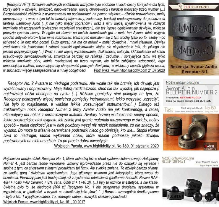 Stopki antywibracyjne Avatar Audio RECEPTOR Numer 3