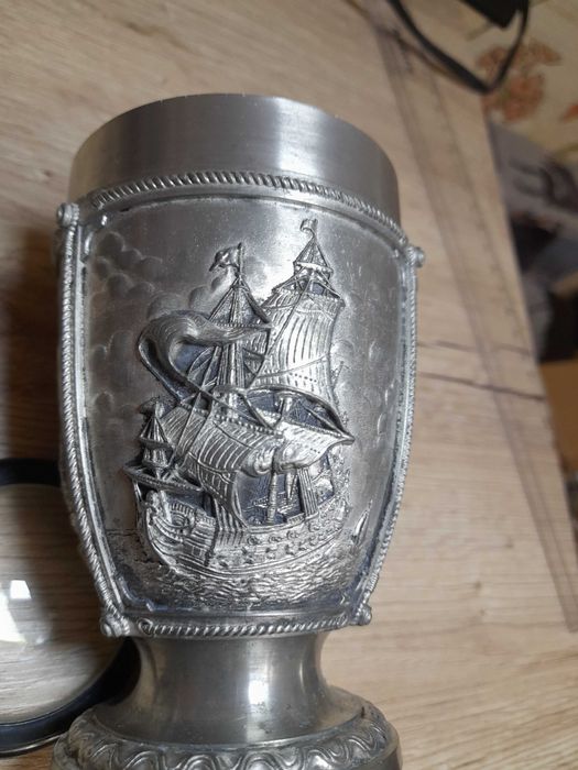 Бокал (Кубок) из олова серебристый Парусник Artina