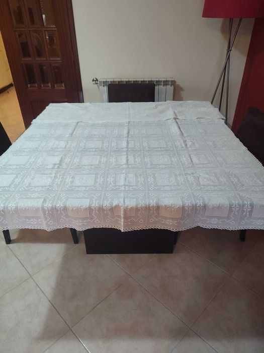 Toalha de linho caseiro e crochet manual