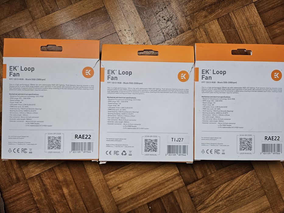 3 Ventoinhas EK Loop fan rgb 120mm