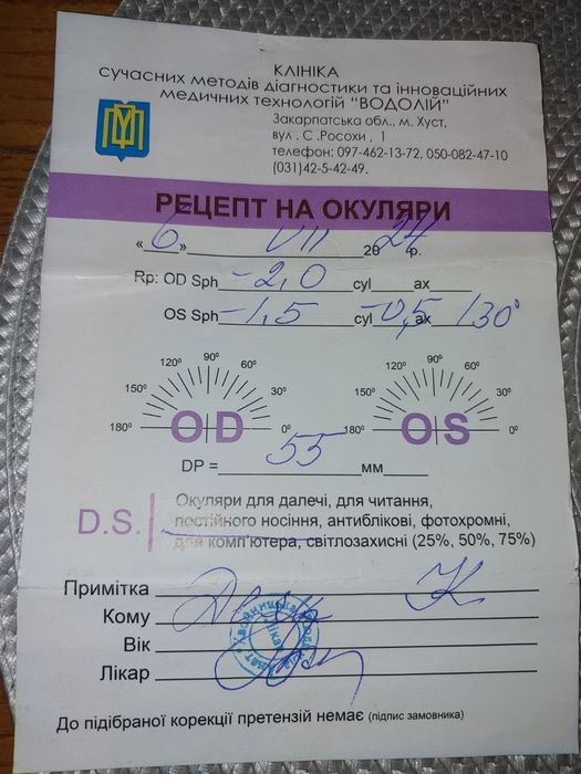 Окуляри по рецепту для зору -2.00
