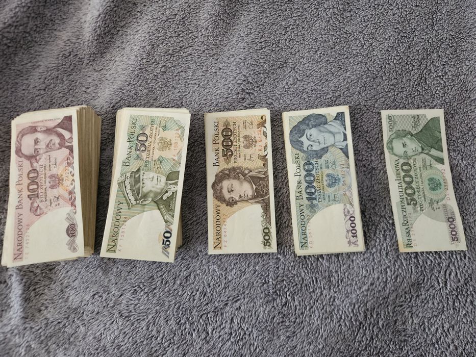 Banknoty PRL   50, 100, 500, 1000, 5000
