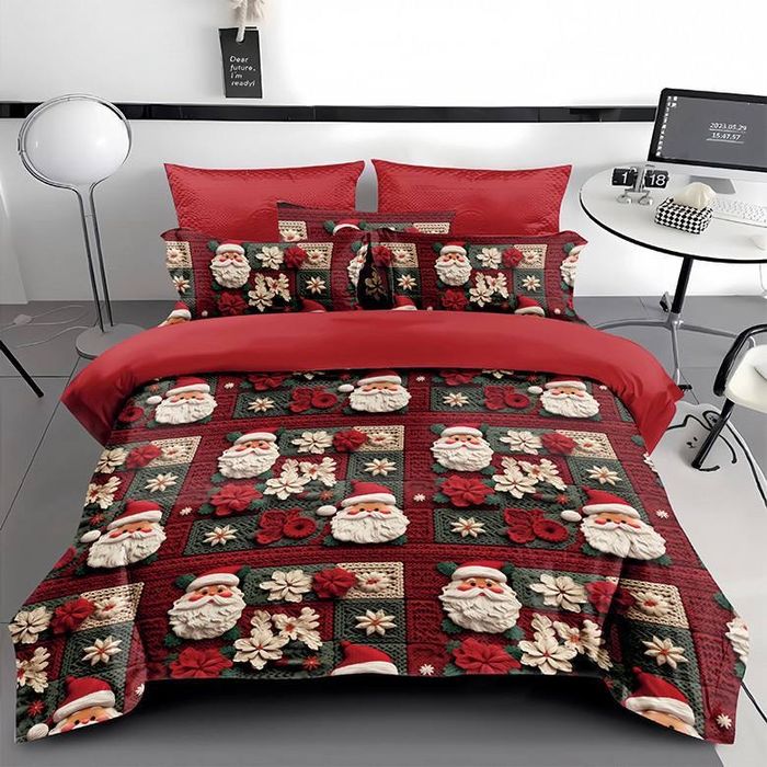 На подарунок! Новорічна святкова постільна білизна постель фланель 5D