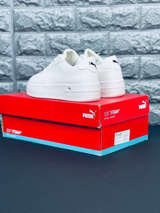Кеды женские Puma белые/ кроссовки на весну кожаные женские/ пума кожа