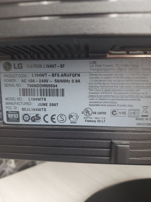 Монітор LG Flatron L194WT- BF