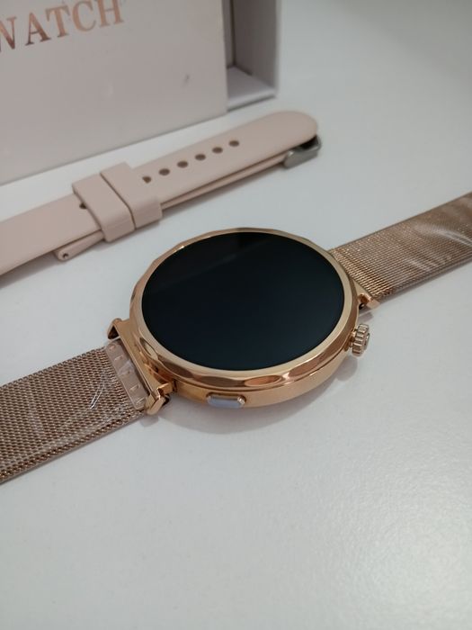 Damski smartwatch okrągły nowy, komplet z pudełkiem