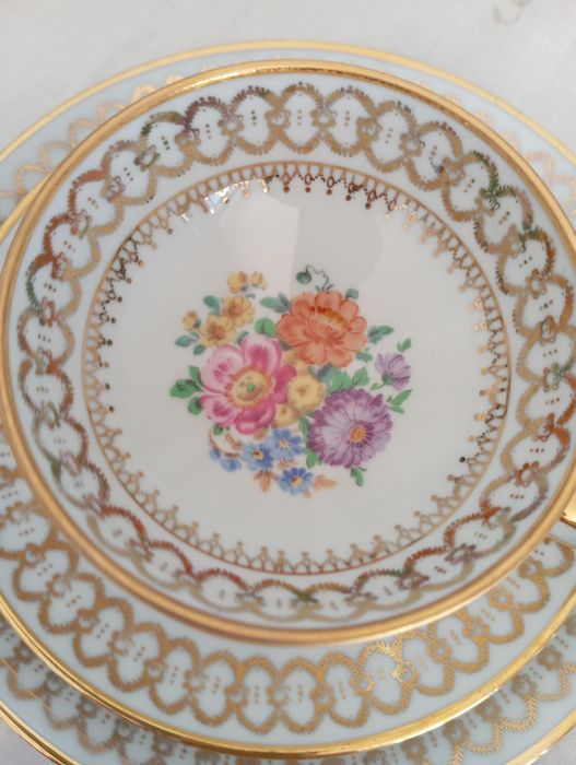 Trio de Chá porcelana antiga Alemanha Ocidental