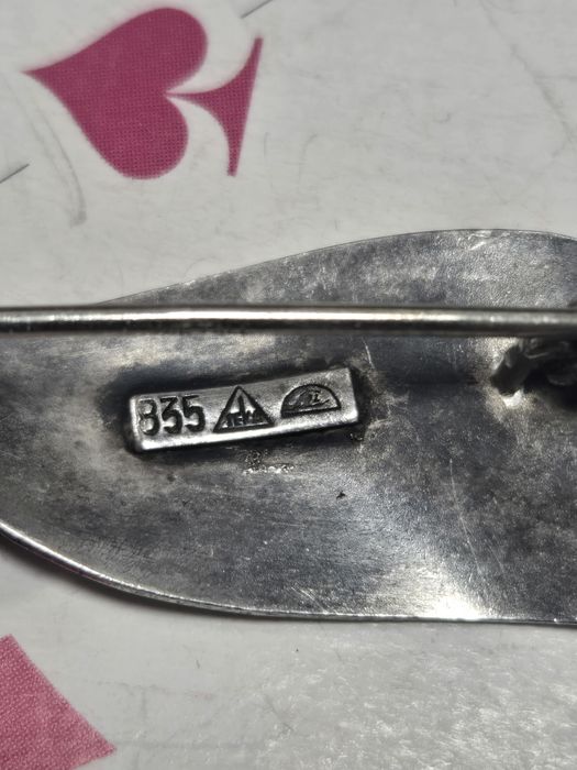 Broszka vintage srebro kokarda TEKA