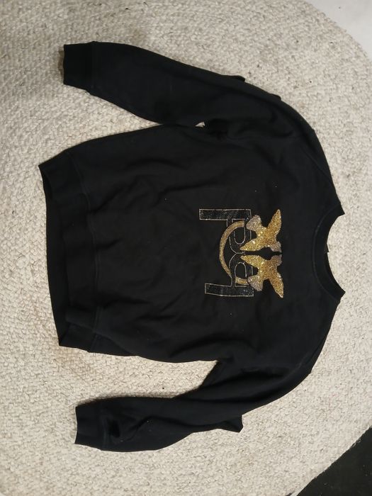 Bluza pinko czarna ptaszki s/m