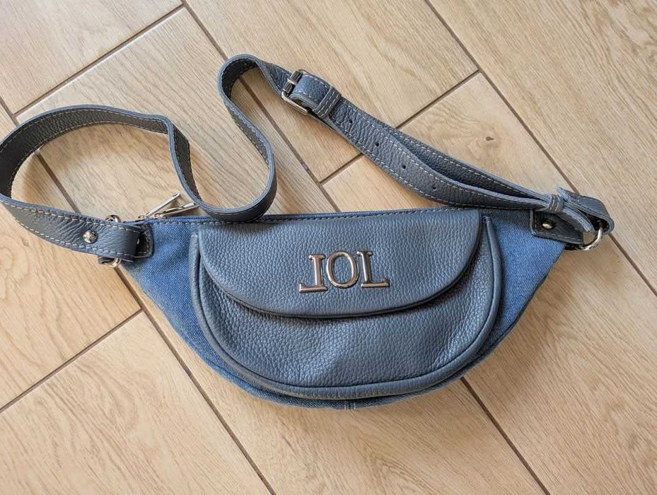 By o la la Torebka nerka jeansowa skóra