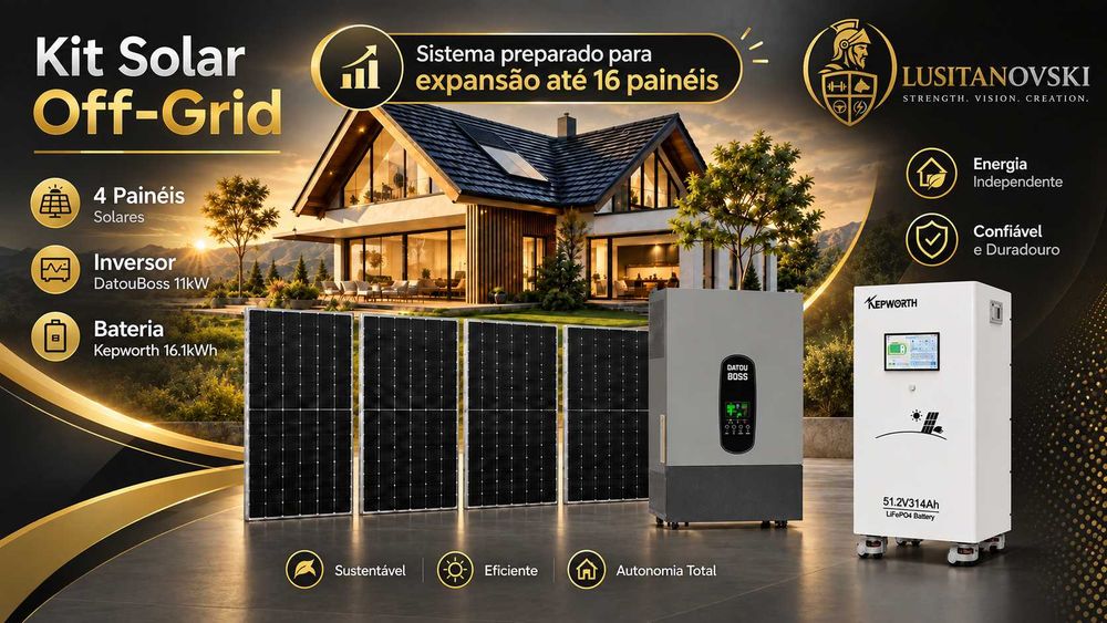 KIT SOLAR BÁSICO RESIDENCIAL OFF-GRID — 1.210 Wp + BATERIAS 8,45 kWh