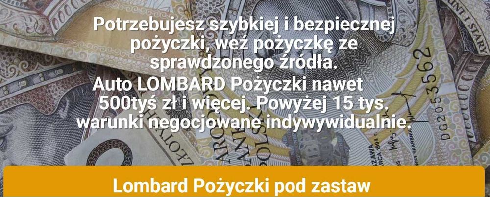 POŻYCZKA ekspresowa bez BIK i KRD pod zastaw samochodu