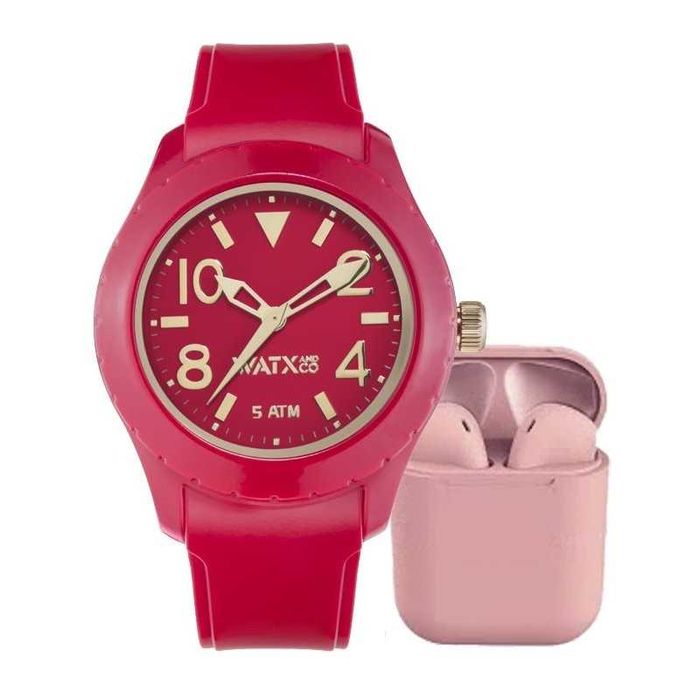Relógio watxandco vermelho, novo + auriculares