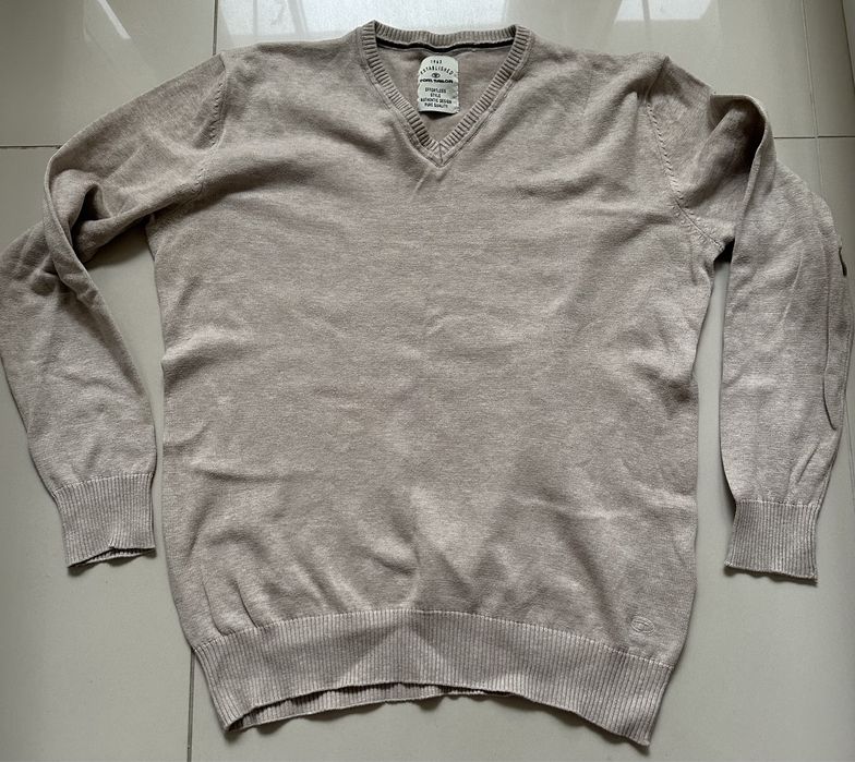 Sweter w serek Tom Tailor beżowy rozmiar M