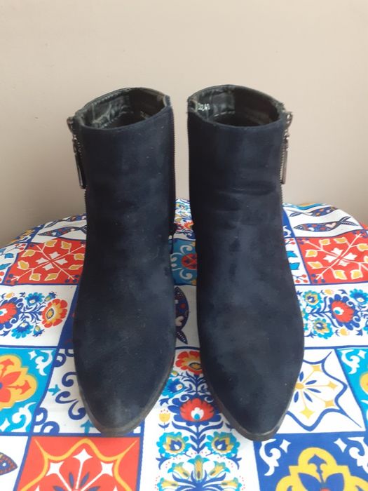 Botki damskie granatowe zamszowe ocieplane 40