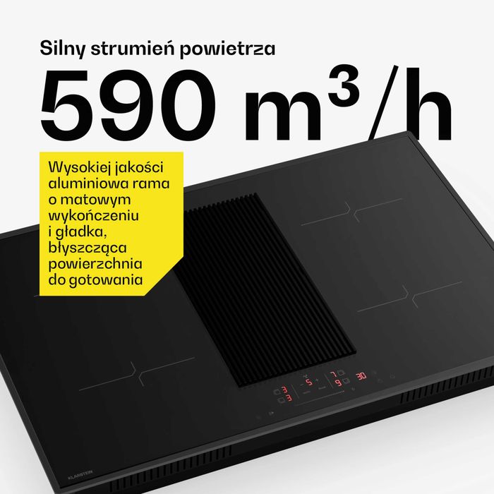 Płyta indukcyjna z okapem, wyciągiem, pochłaniaczem