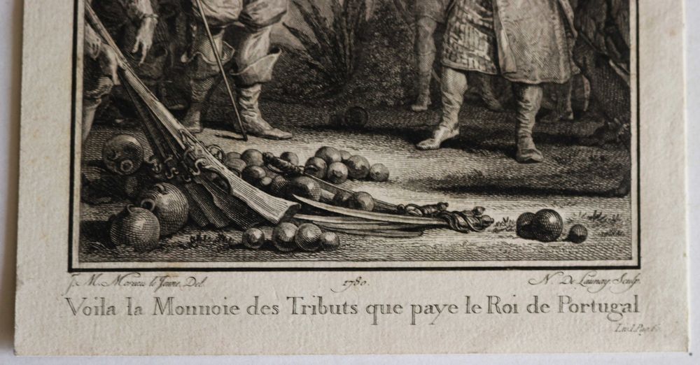 Afonso de Albuquerque mostra a moeda do Rei de Portugal para pagar tributos